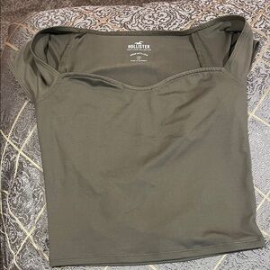 Hollister Women's Dark Green Crop Top